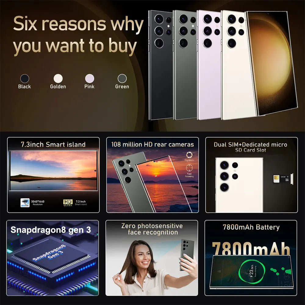 S25 Ultra 7.3" 5G Smartphone with 108MP Rear Camera, 72MP Front Camera & 7800mAh Battery