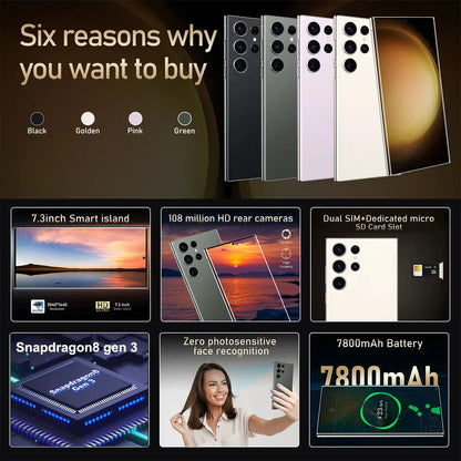 S25 Ultra 7.3" 5G Smartphone with 108MP Rear Camera, 72MP Front Camera & 7800mAh Battery