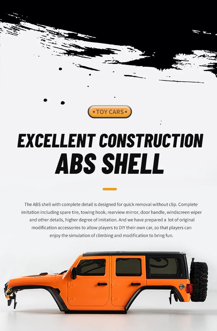 C8801 1:18 RC Climbing Jeep – 4WD Off-Road Rock Crawler with Lights, 2.4GHz Remote, 370 Motor & Simulation Body