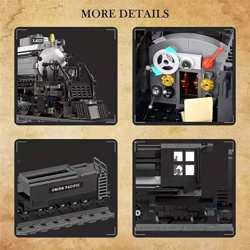 Creative The BigBoy Steam Locomotive Train – 1608PCS Railway MOC Building Block Set