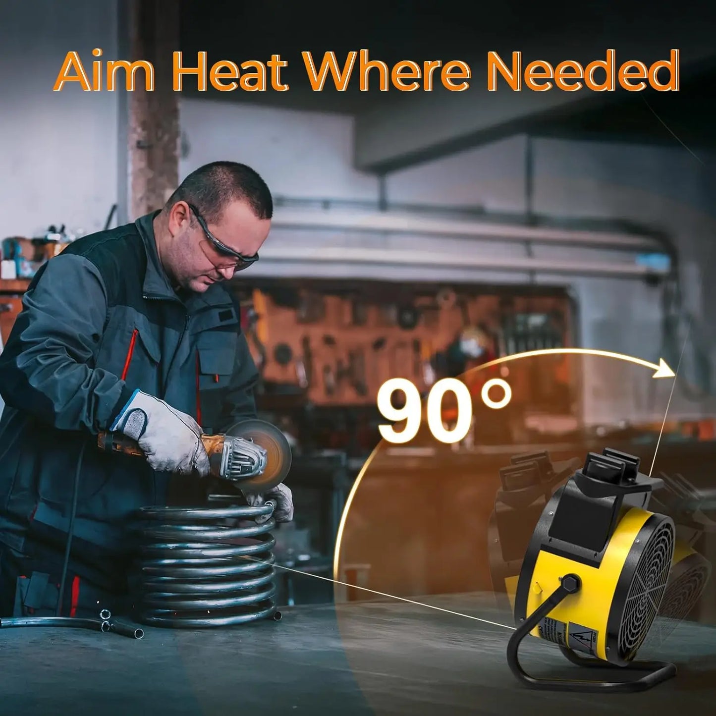 1500W Space Heater with Thermostat, 3 Heat Modes, Overheat Protection, Portable Greenhouse & Garage Heater