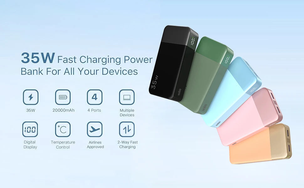 NOBIS 20000mAh Power Bank 35W – Fast Charging Portable Charger