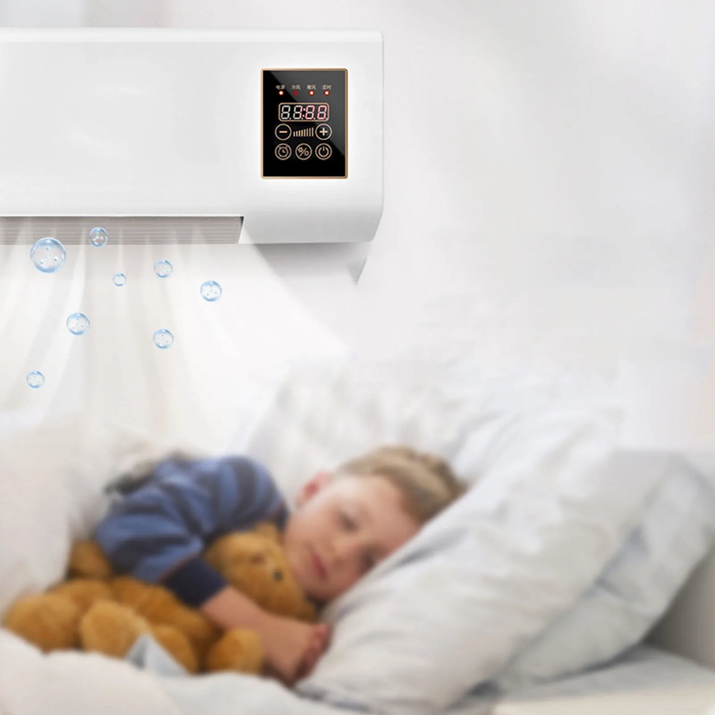 1800W Wall Mounted Air Conditioner 2-in-1 Cooling Heating Compact for Bedroom 20㎡ Quiet Operation Energy Efficient