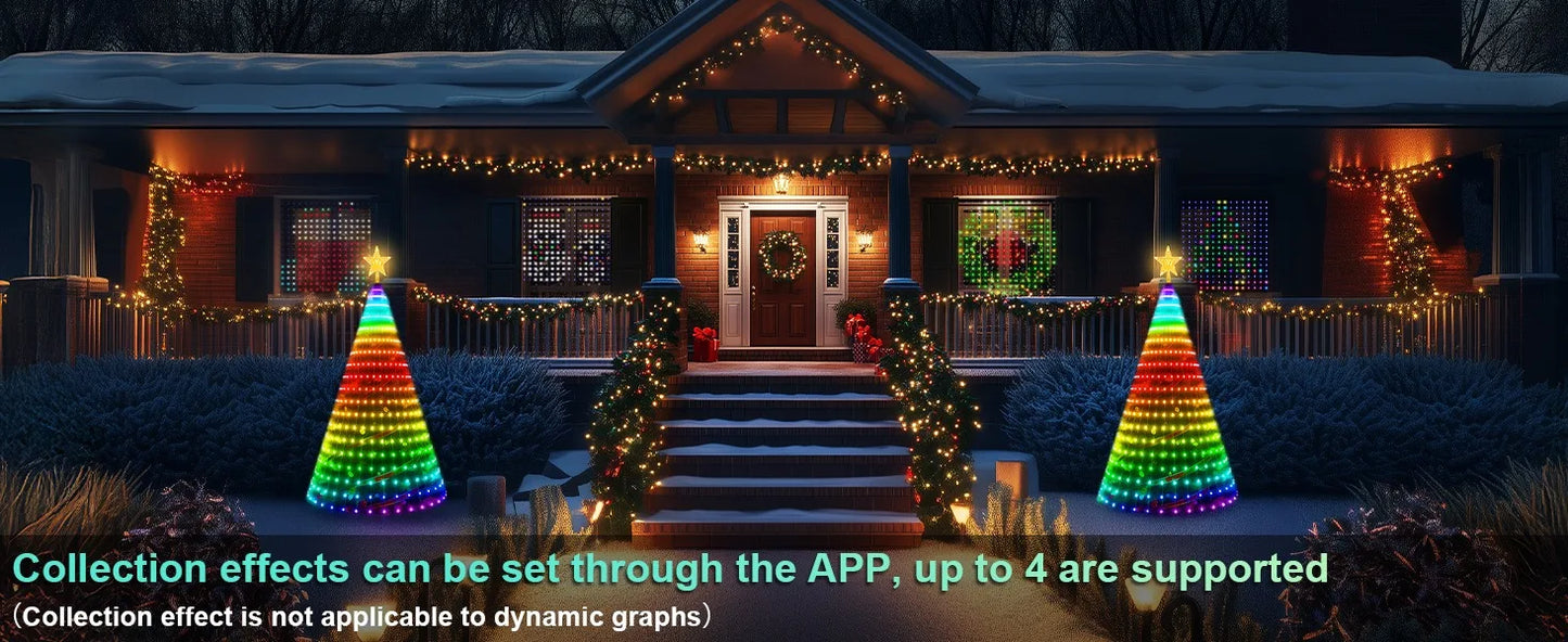 7FT 400LEDs Smart LED Dynamic RGB Color App Music Sync Timer Christmas Tree Lights