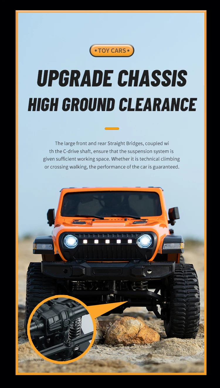C8801 1:18 RC Climbing Jeep – 4WD Off-Road Rock Crawler with Lights, 2.4GHz Remote, 370 Motor & Simulation Body