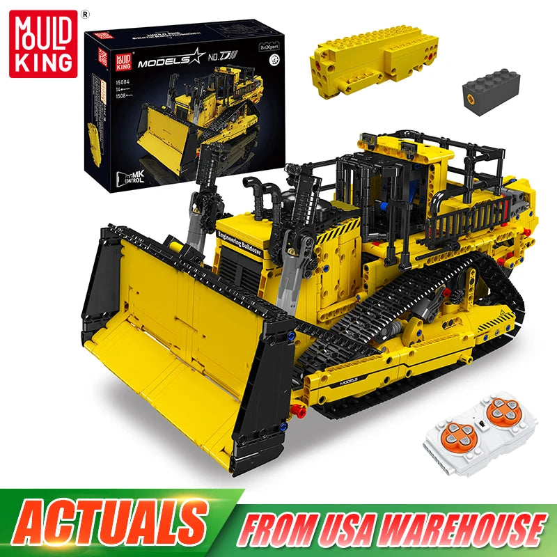Remote-Controlled Bulldozer Building Block Set – 1508PCS D11 RC Construction Vehicle Toy by Mould King