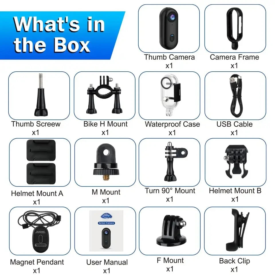 4K Mini Body Camera with 64GB Storage & Waterproof Case