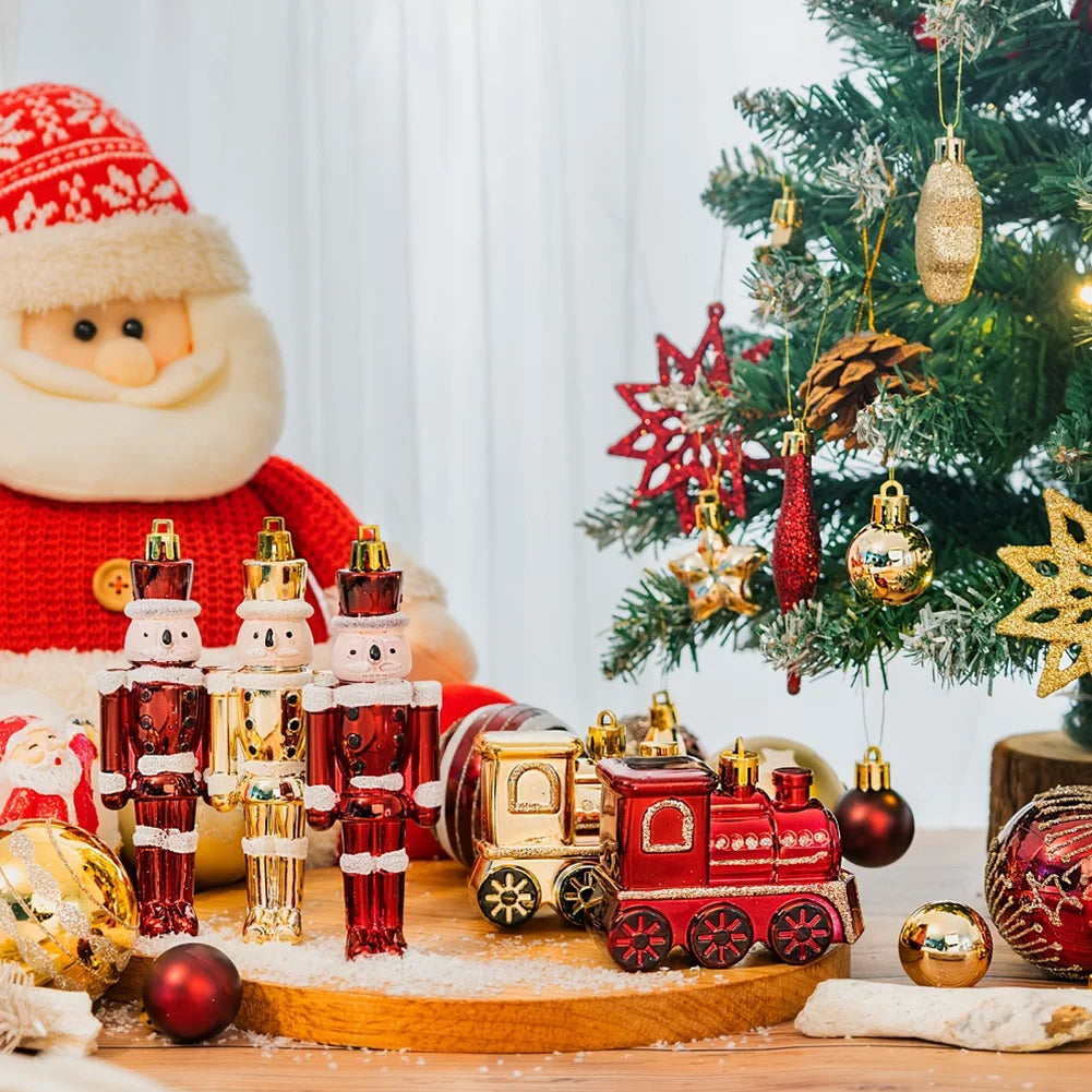 50Pcs Christmas Tree Hanging Decors Decorative Red and Golden Xmas Tree Pendants Shatterproof Home Xmas Decoration for New Year