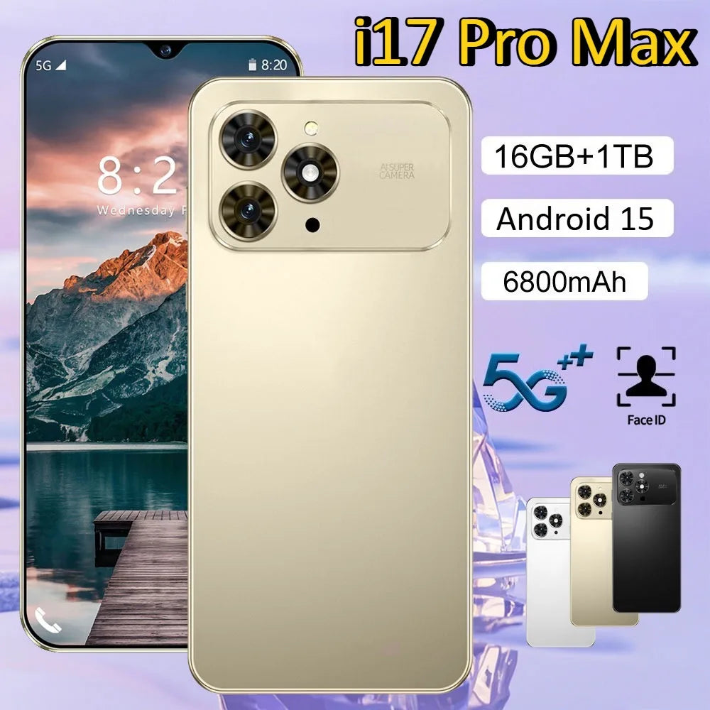 i17 Pro Max 7.0" 5G Smartphone with 48MP Rear Camera, 16MP Front Camera & 6800mAh Battery