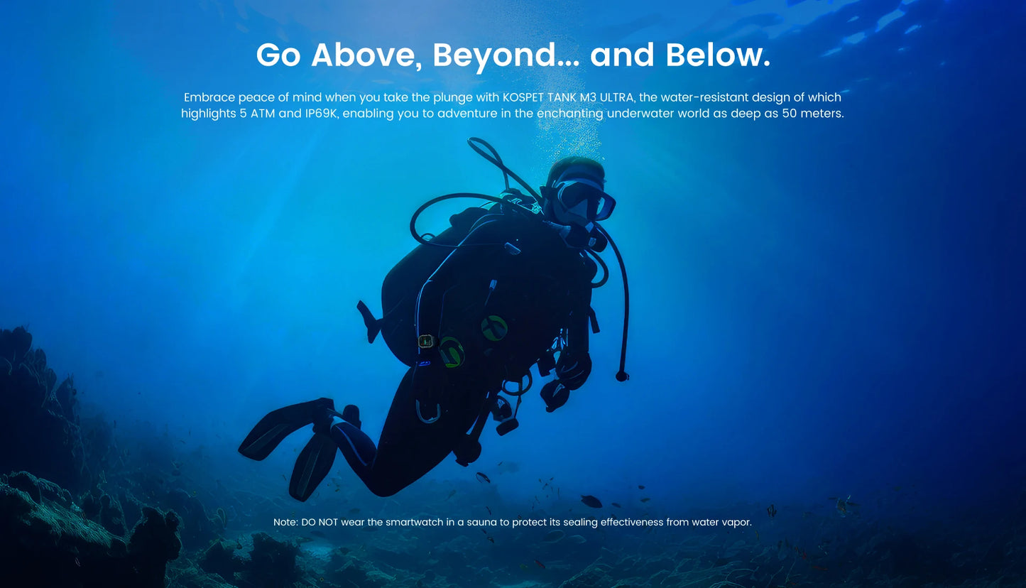 2025 Original KOSPET TANK M3 Ultra GPS Smart Watch For Men Stainless Steel 5ATM IP69K Waterproof AOD AMOLED 24/7 Health Monitor