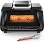 7-in-1 Smokeless Indoor Electric Air Grill Fryer Combo with See-Through Window Removable Plates,up to 450°F,1750W,Even Heat,4Qt