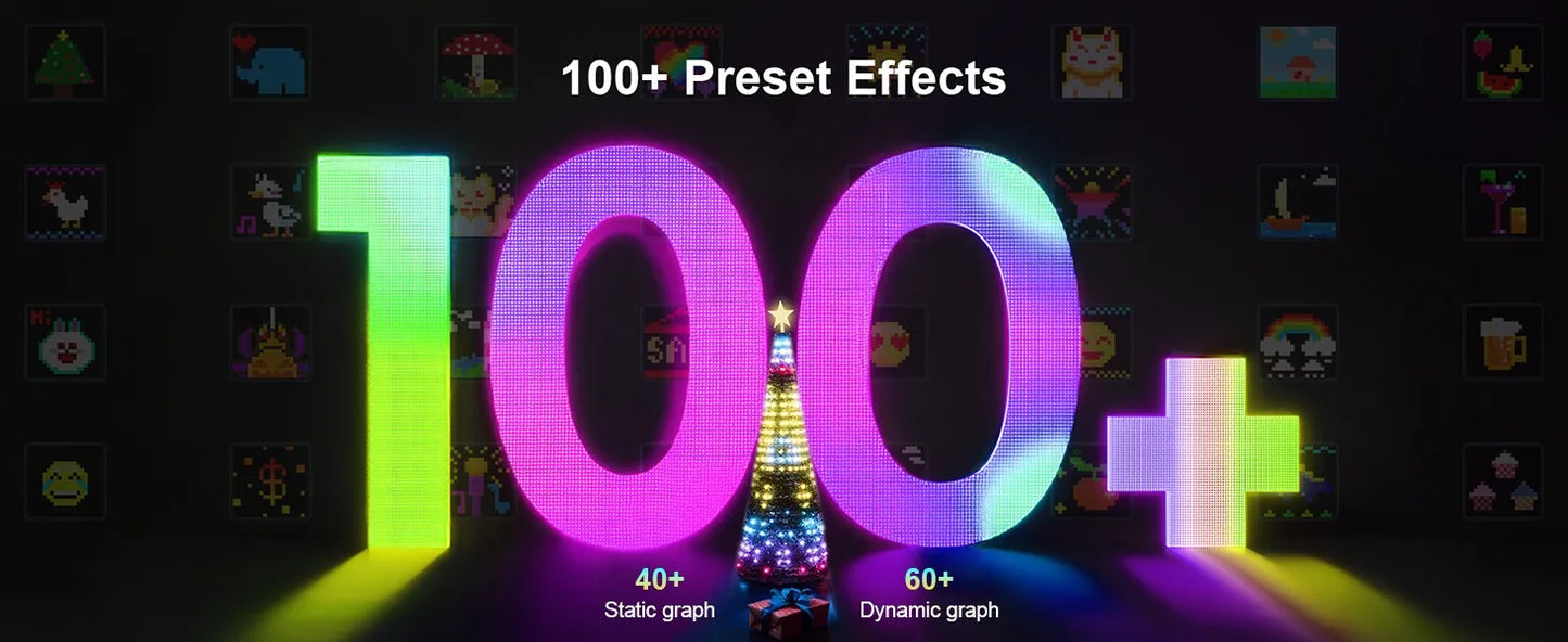 7FT 400LEDs Smart LED Dynamic RGB Color App Music Sync Timer Christmas Tree Lights