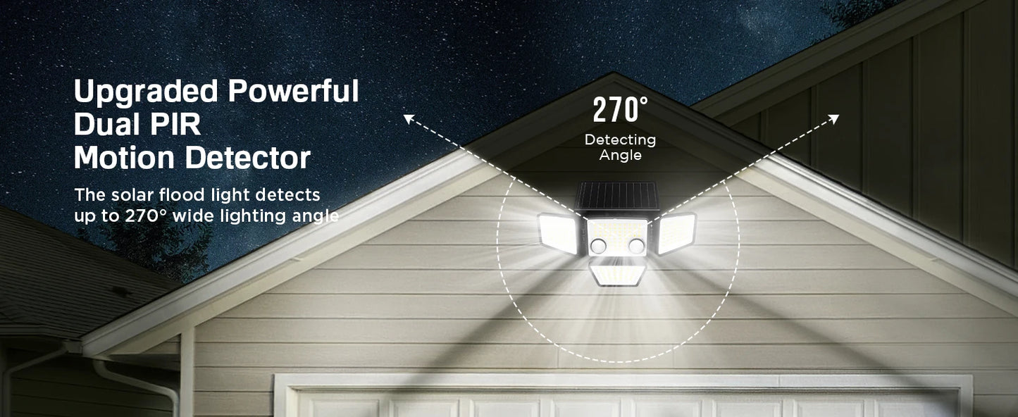 2024 Upgraded 4-Head Solar Motion Sensor Outdoor Lights