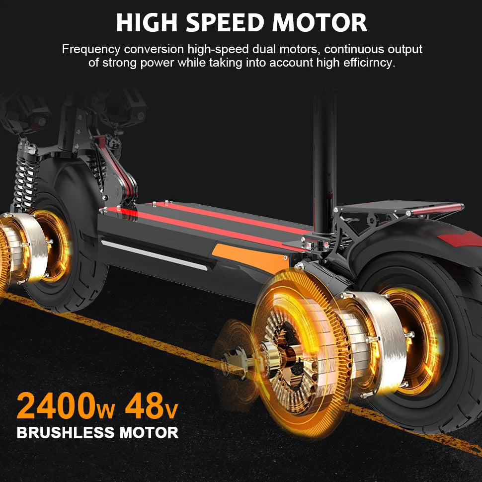 Electric Scooter 2600W Dual Motor – 40 MPH, 48V 20.8Ah Battery, Foldable with Seat, 80KM Range
