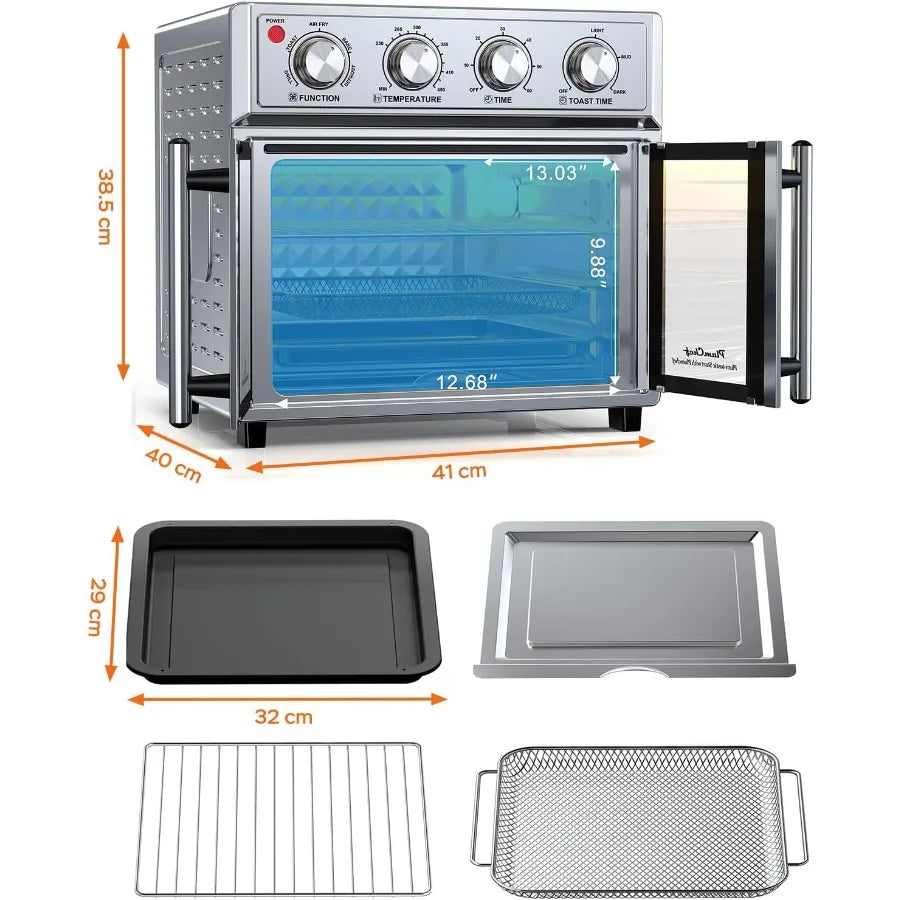 26QT Air Fryer Toaster Oven Combo with French Doors – 1700W Stainless Steel Convection Countertop Oven with 7 Presets for Baking, Toasting, Broiling & Air Frying