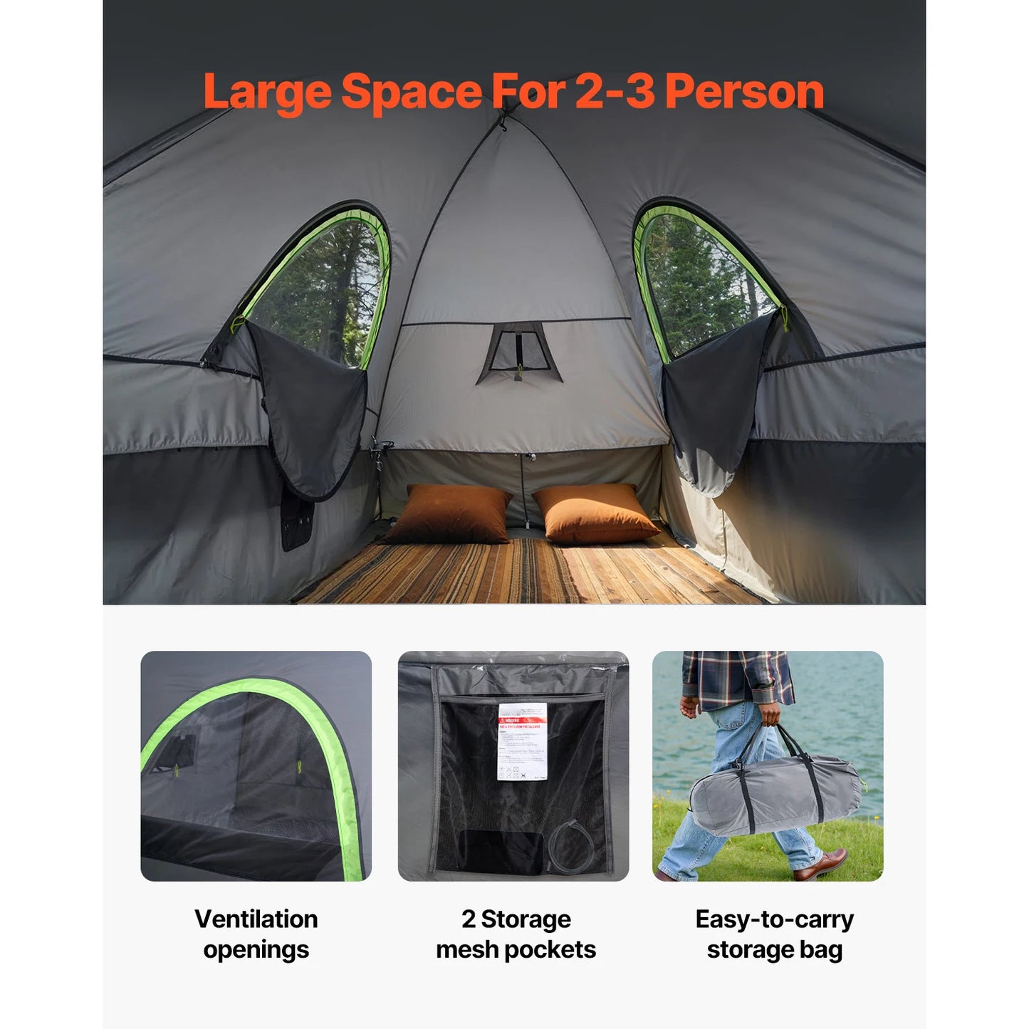 Pickup Truck Bed Tent with Awning – Waterproof Camping Tent for 2–3 Persons