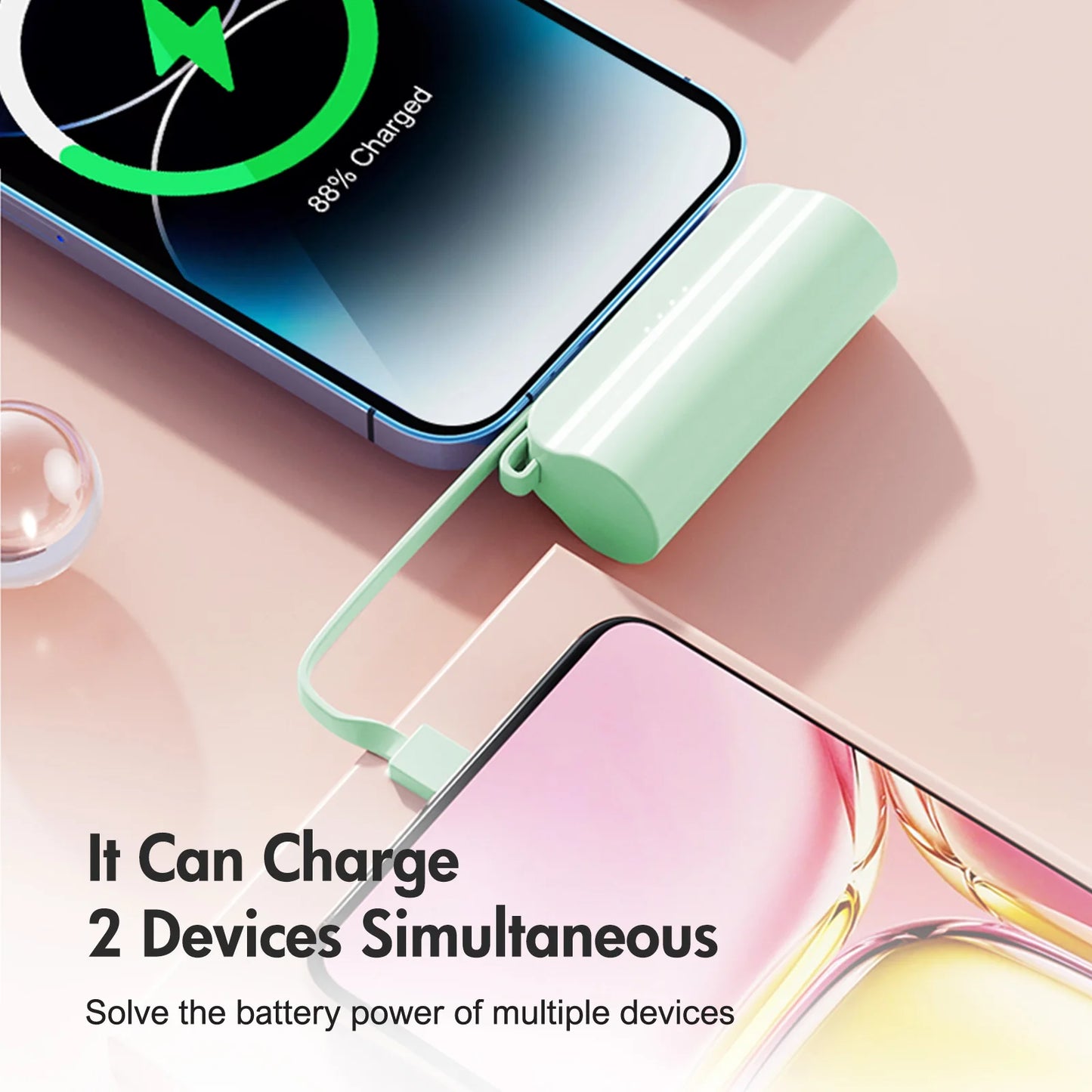 Mini Portable Power Bank 4500mAh – Capsule Charger with Dual USB-C Ports