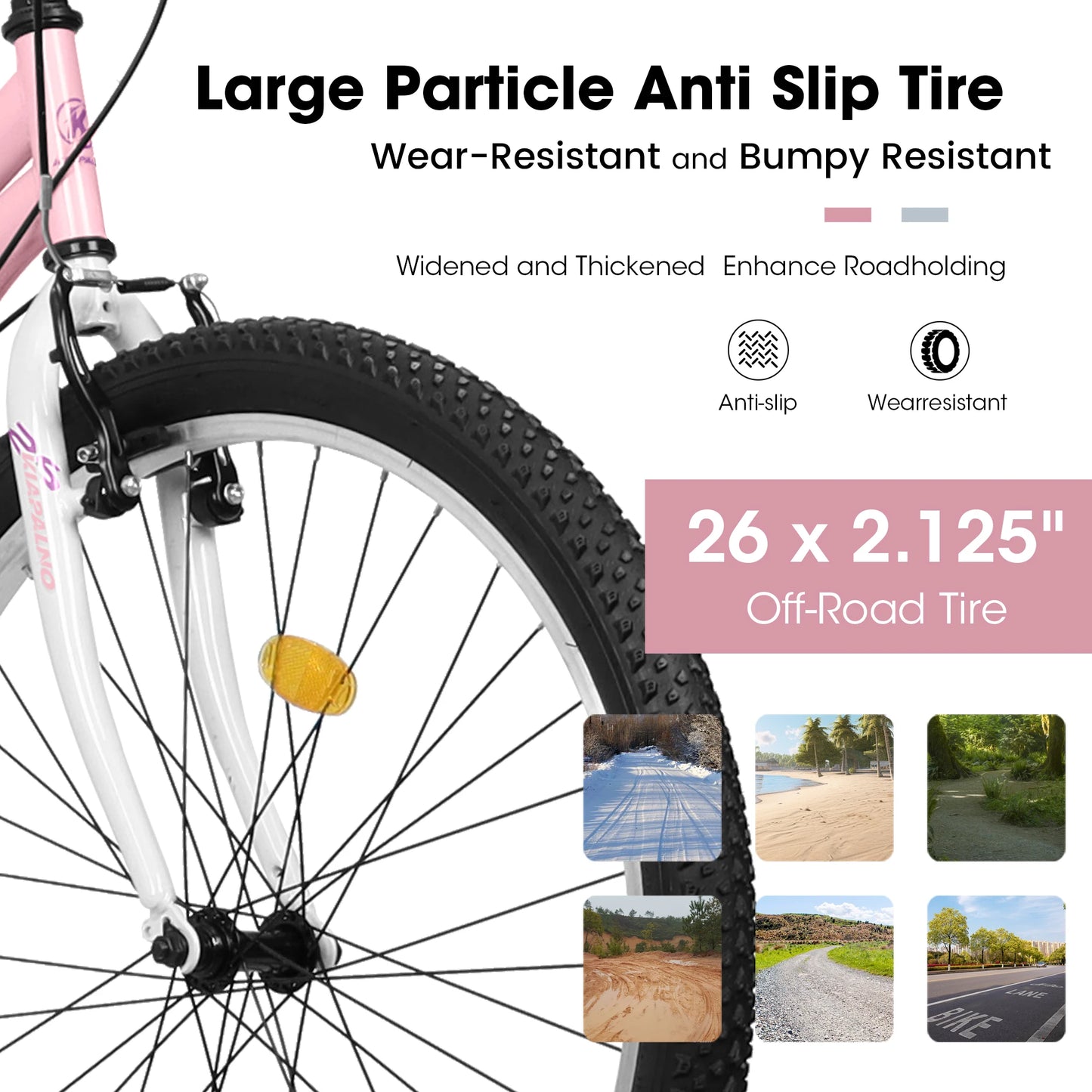 Ecarpat Women’s Mountain Bike 24/26 Inch – 21 Speed Outdoor Bicycle with Steel Frame