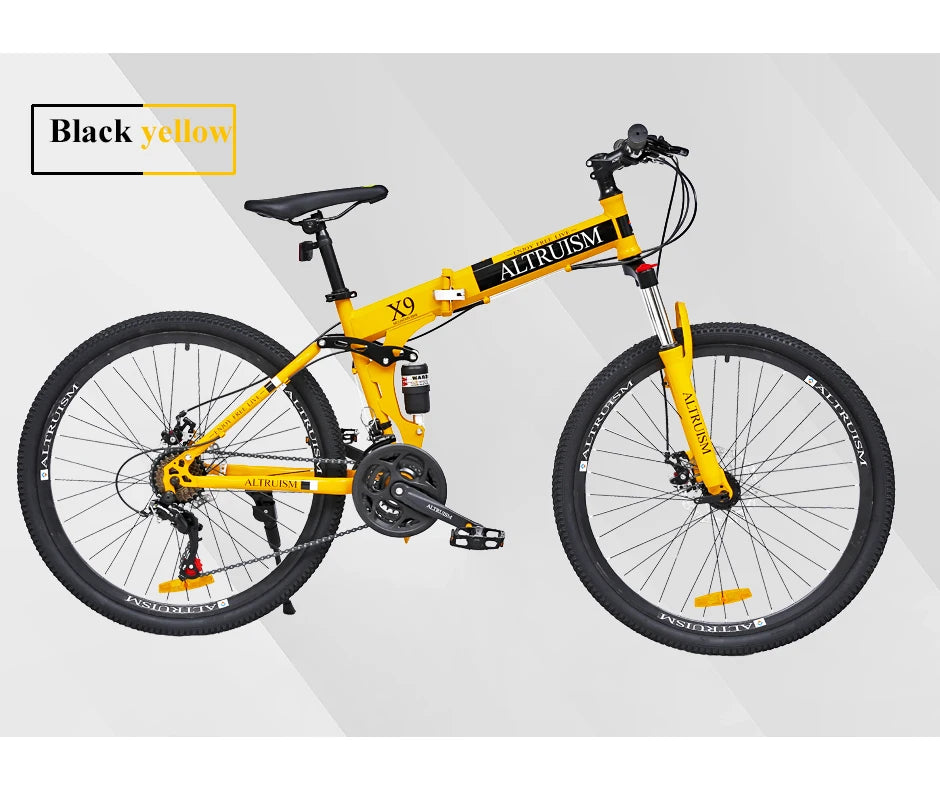 26” Folding Mountain Bike 21-Speed Shimano – Full Suspension & Disc Brakes