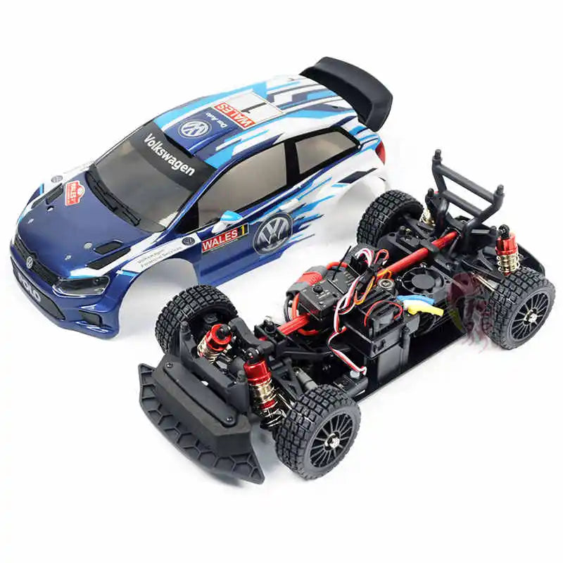 MJX Hyper Go 14304 1:14 Volkswagen Polo R WRC Brushless RC Car – 42KM/H Drift Rally Racer with Gyro, Lights & Metal Chassis