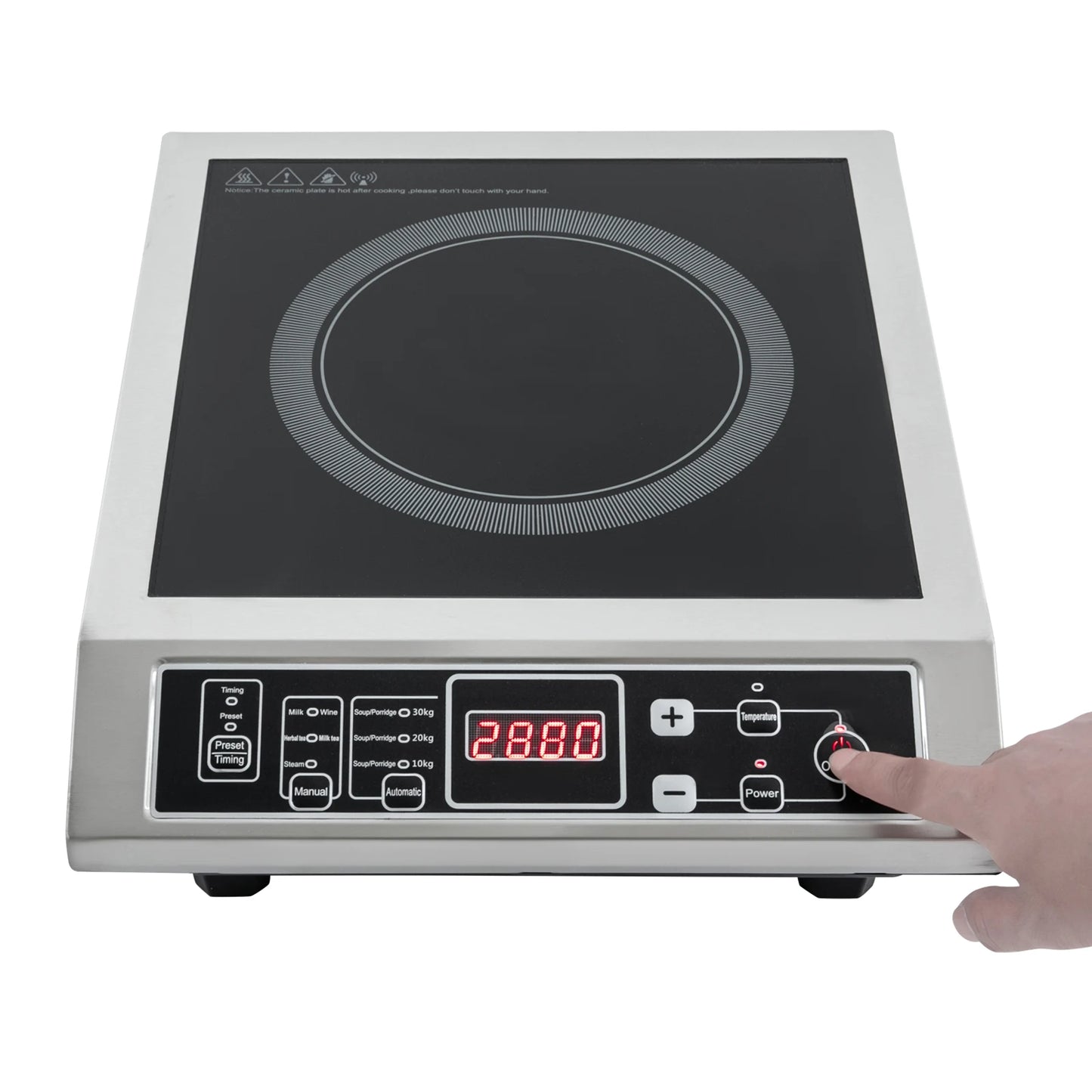 3.5KW Portable Electric Induction Cooktop, Countertop Induction Cooker with 8 Temperature Levels,IGBT Heating Induction Hob IPX4