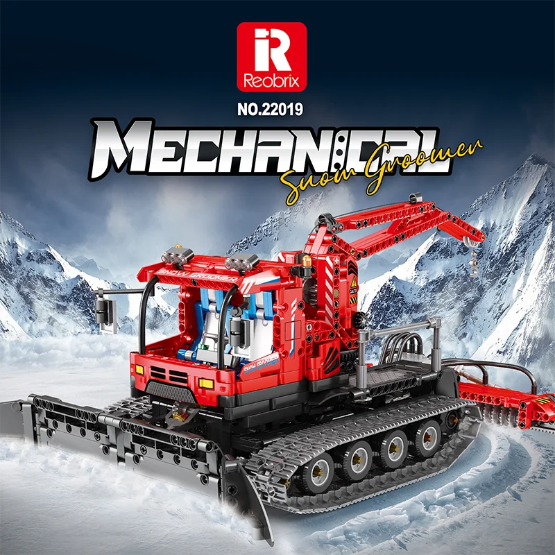 Reobrix RC Snow Groomer Building Kit – Motorized Construction Vehicle Toy with Remote Control, App Control, and Realistic Functions