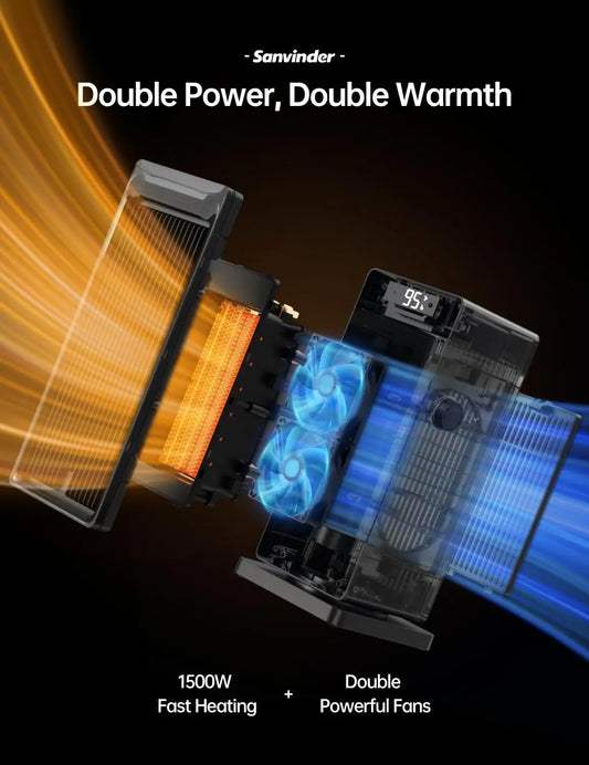 Sanvinder 1500W Oscillating Tower Space Heater with ECO Thermostat, Remote Control & 24H Timer – Fast Heating for Bedroom & Office