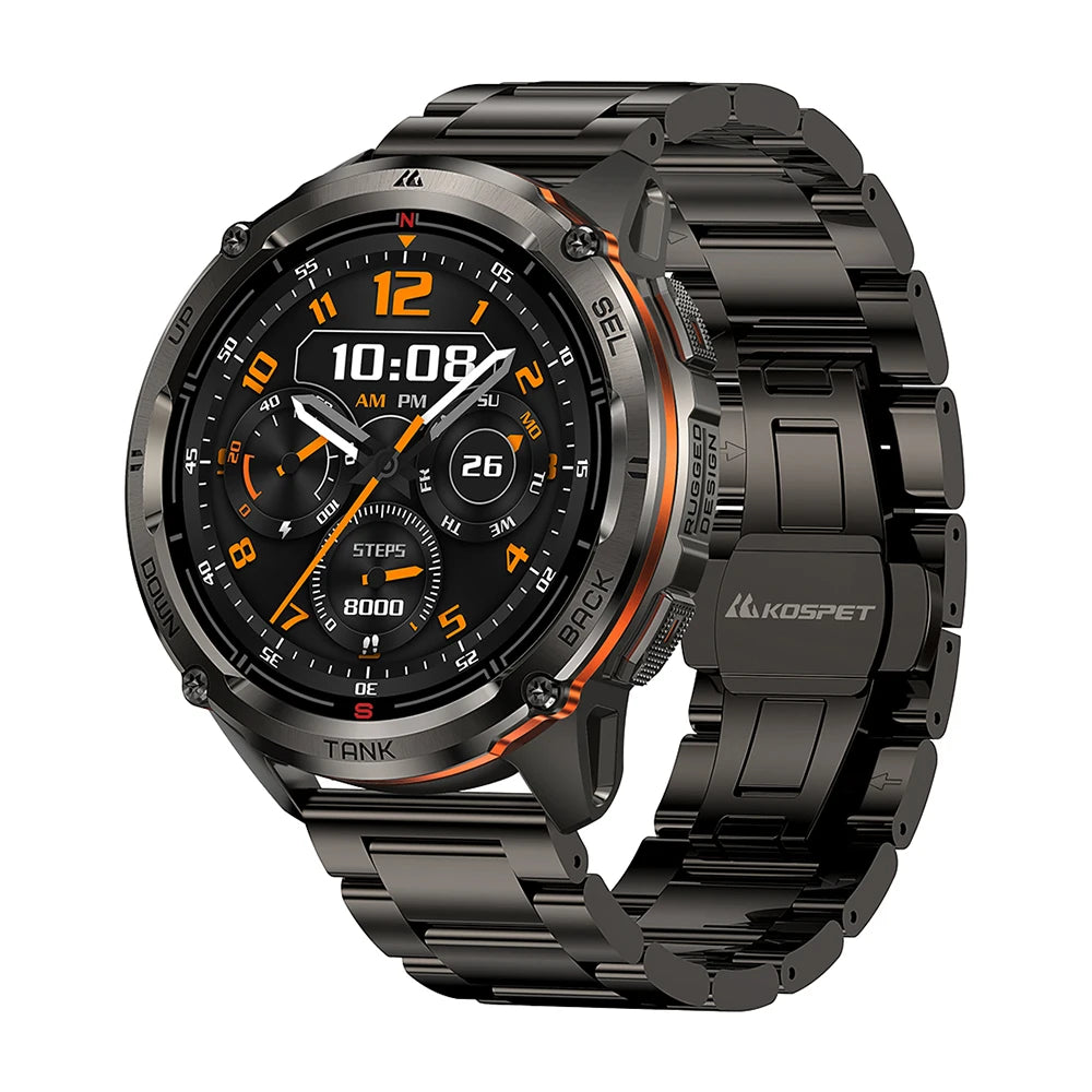 KOSPET TANK T3 Ultra 2 GPS Smartwatch for Men – Compass, Altimeter, Barometer, 5ATM Waterproof, AMOLED Display