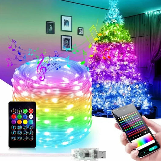 USB RGB Dream-Color LED String Lights – 5M / 10M Smart Bluetooth Fairy Lights
