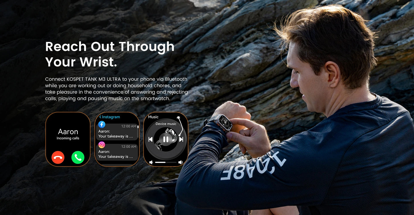 2025 Original KOSPET TANK M3 Ultra GPS Smart Watch For Men Stainless Steel 5ATM IP69K Waterproof AOD AMOLED 24/7 Health Monitor