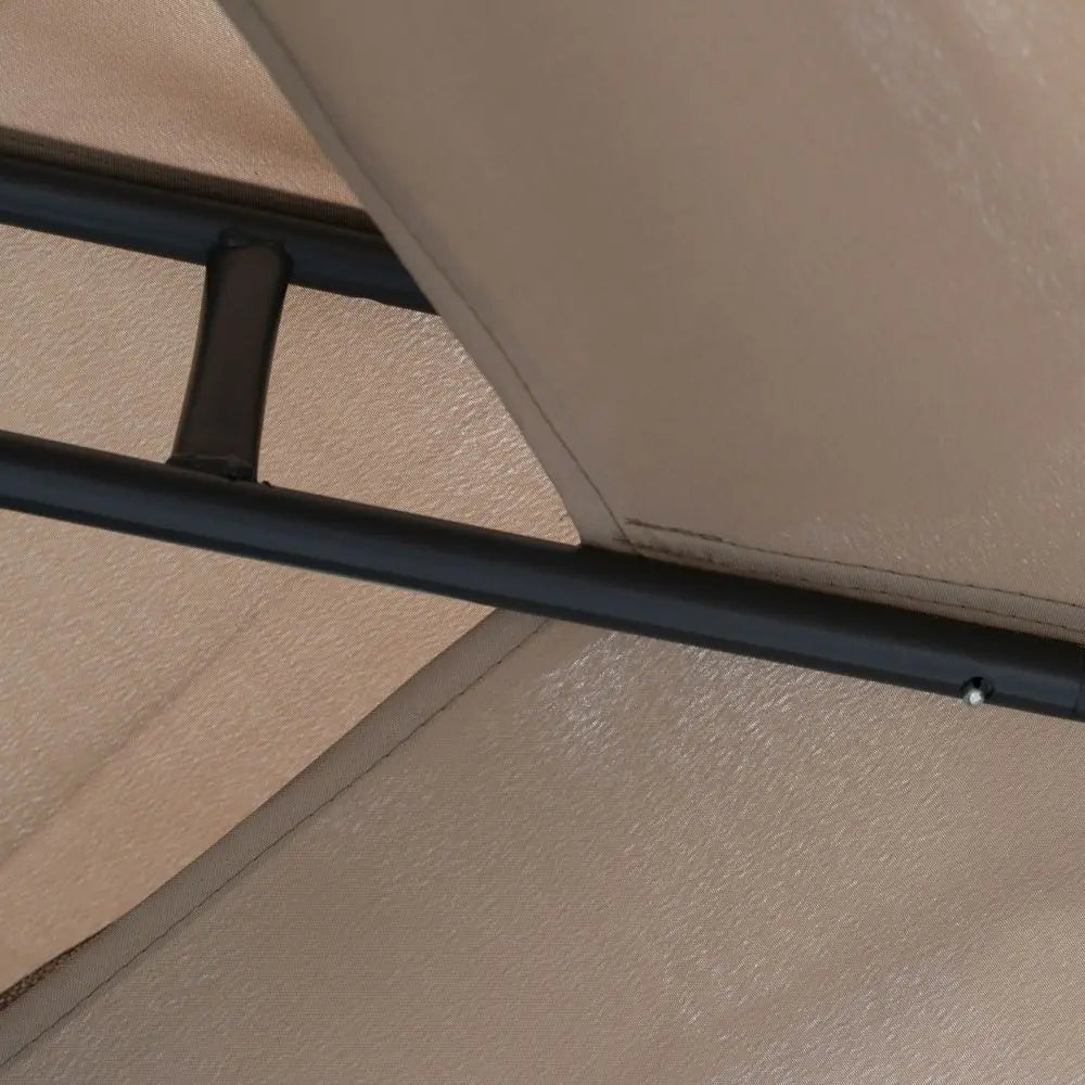 2-Tier Patio Gazebo with Mesh Walls and Steel Frame – Taupe