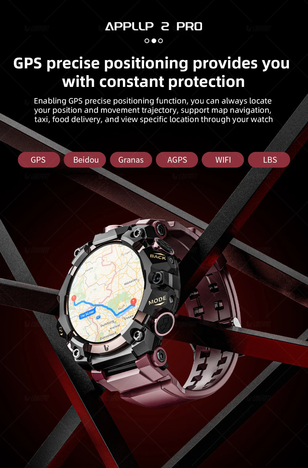 LOKMAT APPLLP 2 PRO Rugged Sport Android Smart Watch