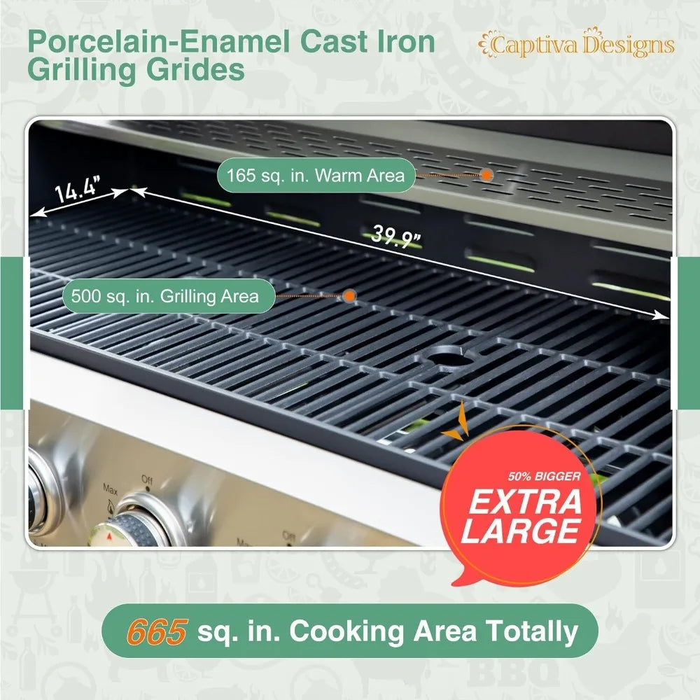 7-Burner Propane Gas Grill Stainless Steel Outdoor Backyard Patio Cooking Grill