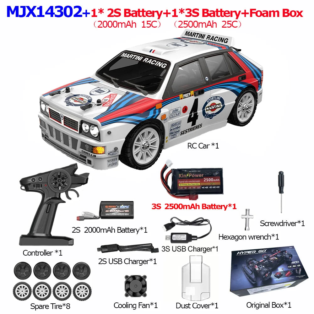 MJX Hyper Go 14304 1:14 Volkswagen Polo R WRC Brushless RC Car – 42KM/H Drift Rally Racer with Gyro, Lights & Metal Chassis