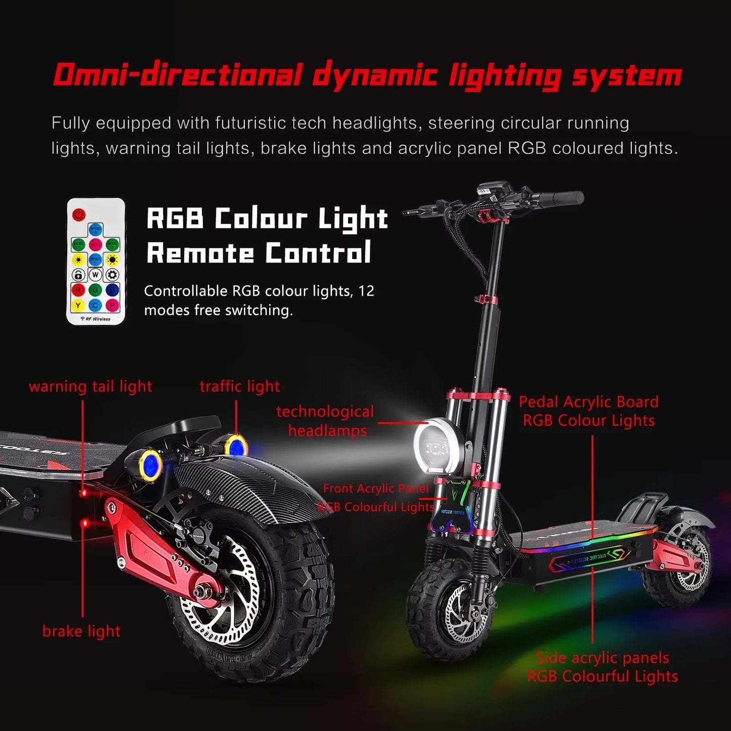 Boyueda S5 Electric Scooter – 6000W Dual Motor, 60V 38Ah Battery, 85 KM/H Max Speed, 120 KM Range, Hydraulic Suspension and Brakes