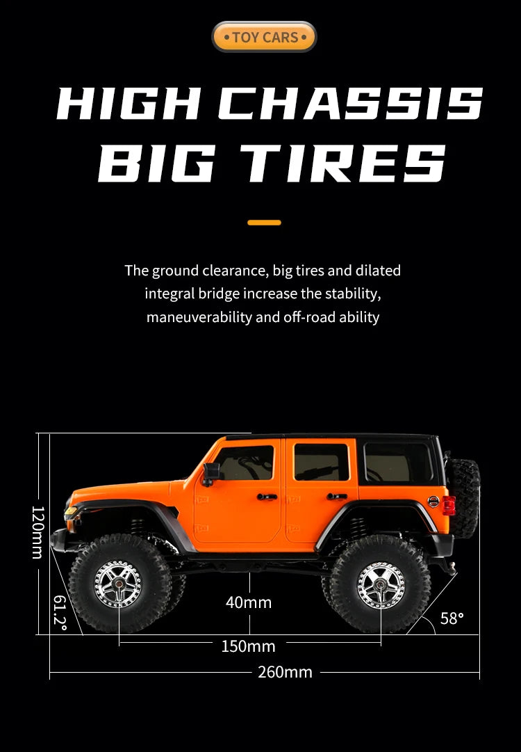 C8801 1:18 RC Climbing Jeep – 4WD Off-Road Rock Crawler with Lights, 2.4GHz Remote, 370 Motor & Simulation Body