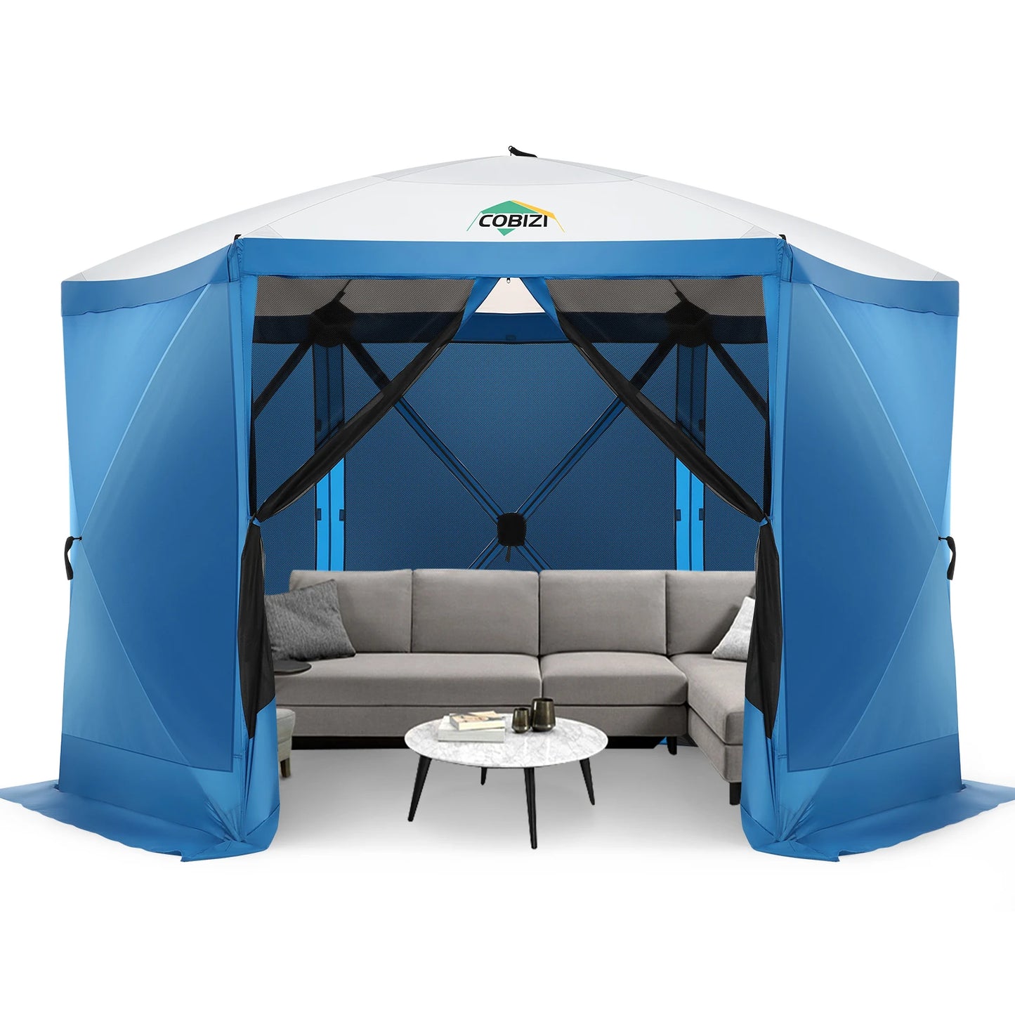 Cobizi 12x12ft Pop-Up Gazebo Screen Tent – 6-Sided Portable Outdoor Canopy Shelter with Mosquito Netting