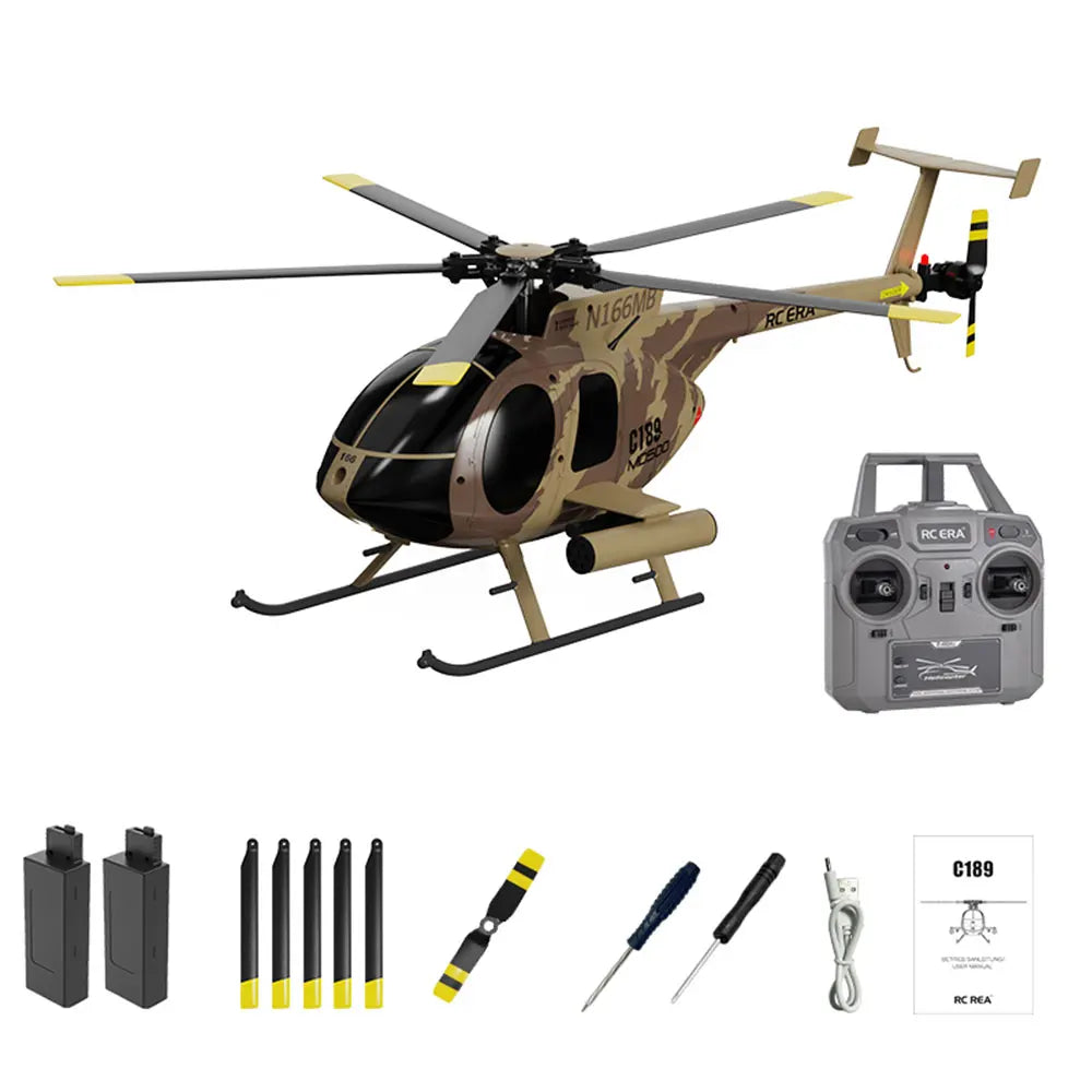 RC ERA C189 MD500 2.4G 6CH Flybarless Brushless RC Helicopter with Altitude Hold – 1:28 Scale