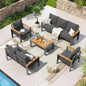 Aluminum Patio Furniture Set 7 Seats, Oversized Outdoor Sectional with Washable Thick Cushions, Coffee Table and Waterproof Cov