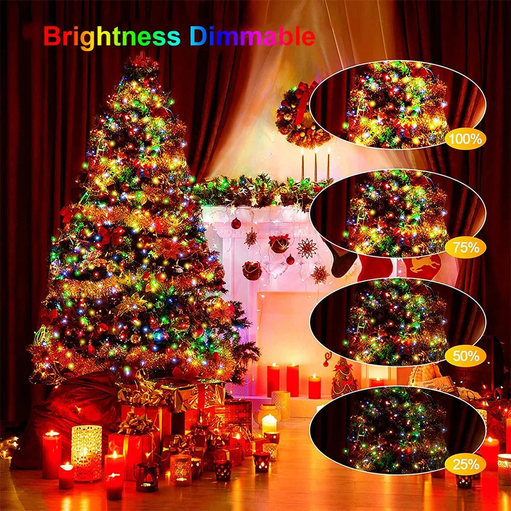 30M USB Smart RGB Christmas String Lights – Bluetooth APP Control, Waterproof Fairy Lights