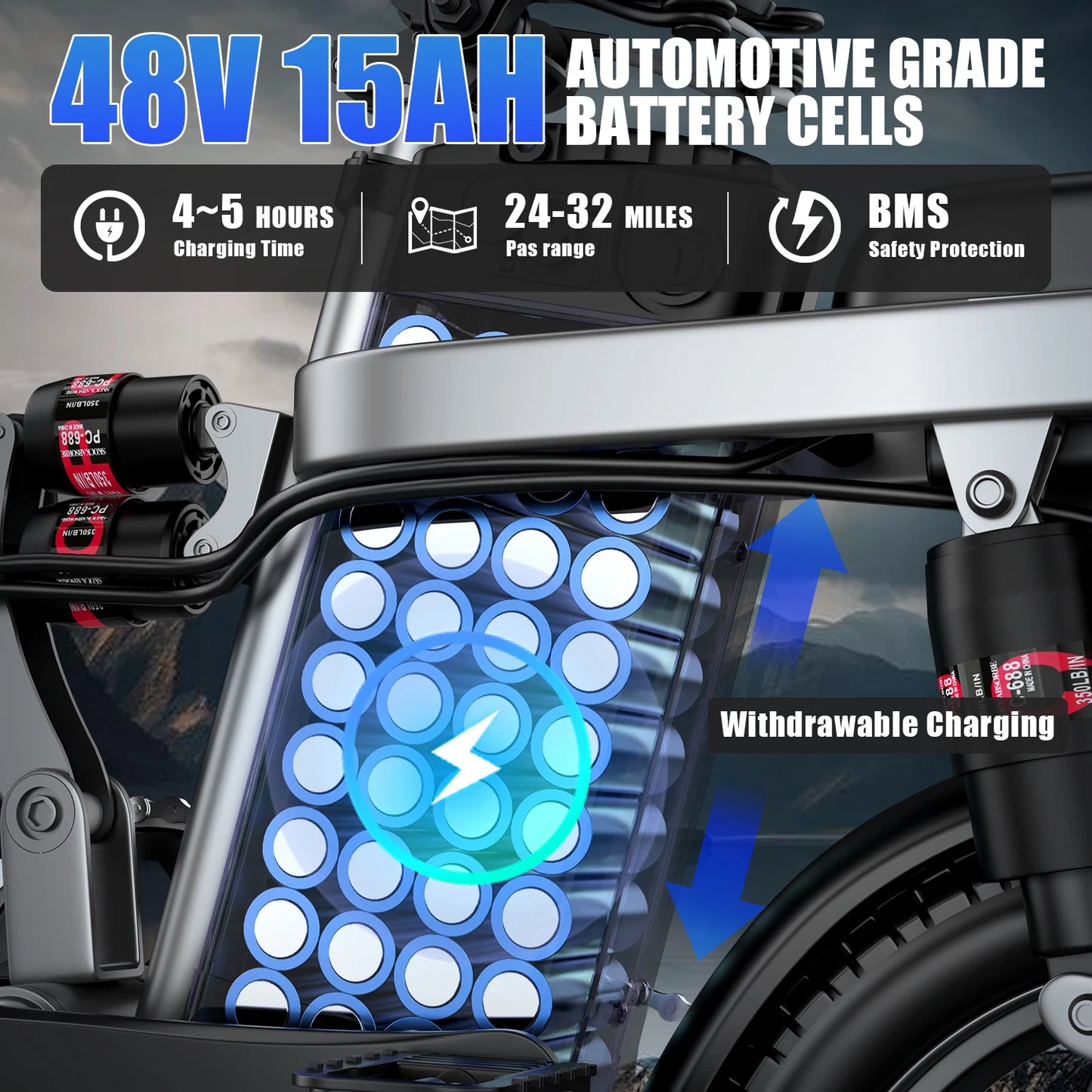 X-Koala Foldable Electric Bike for Adults – 500W Motor, 48V 15Ah Removable Battery, 25MPH Folding E‑Bike with LCD Display