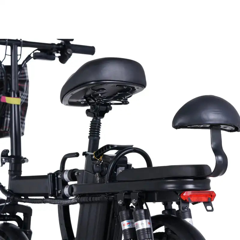 GleeRide A9 Folding Electric Bike – 500W Motor, 48V 15Ah Battery, Dual Seat, 20MPH, 80KM Range, 14" Tires