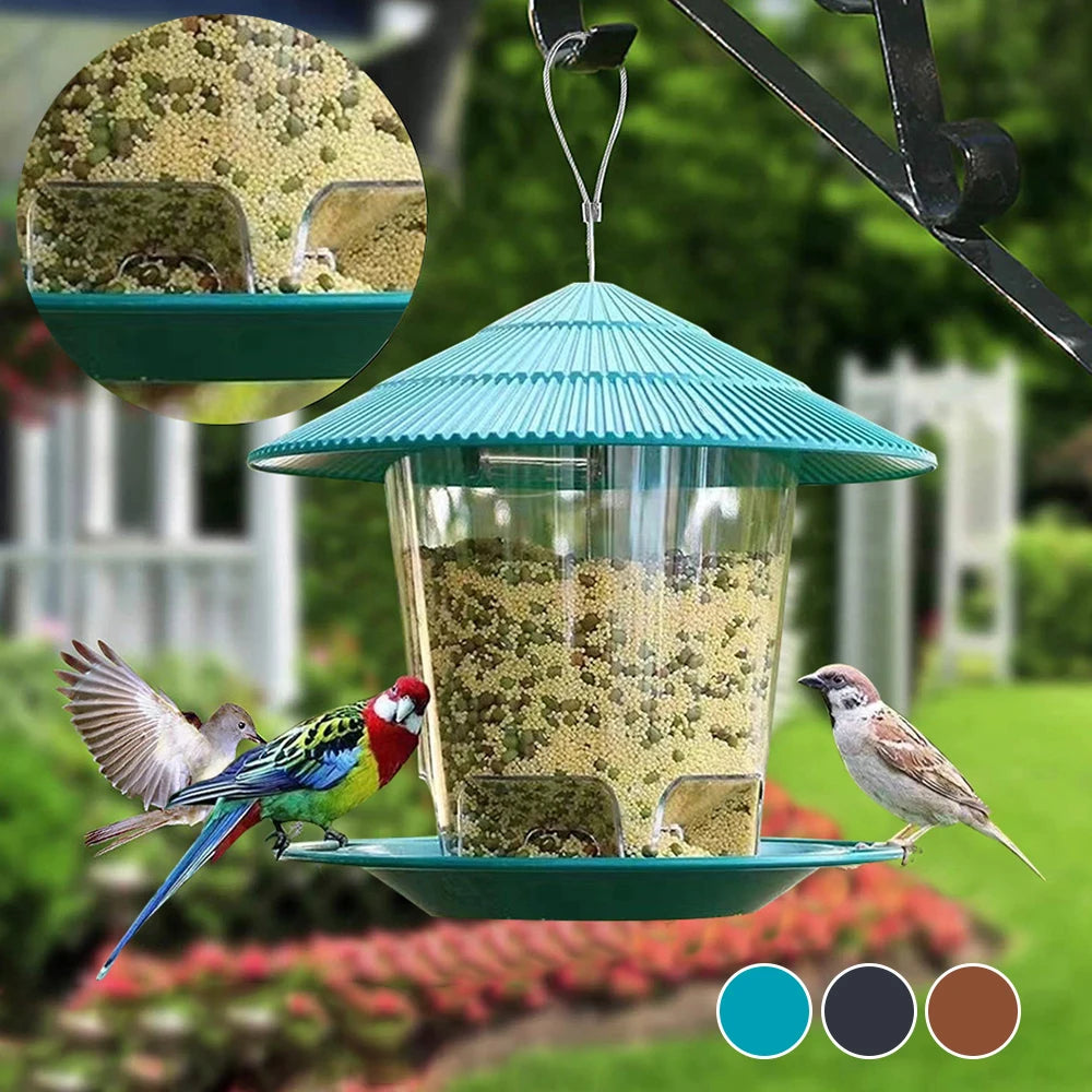 Hanging Wild Bird Feeder Transparent Seed Feeder for Outdoor Garden & Backyard