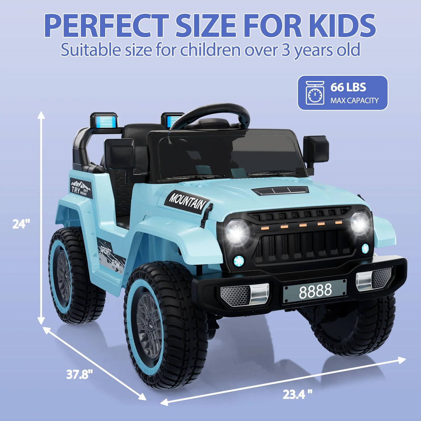 12V Electric Ride-On Truck for Kids – Battery-Powered Vehicle with Remote Control, LED Lights, Music & Spring Suspension