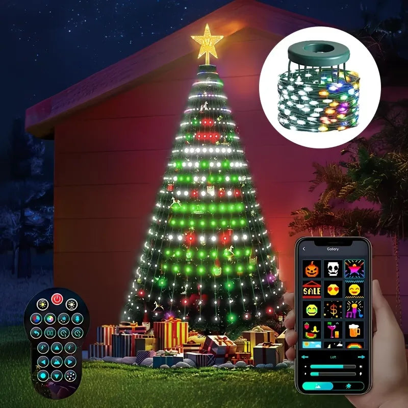MIMIRGB 6.89FT Smart Christmas Tree Light 400 LED Indoor String Light with Remote Control DIY Text Christmas Tree Decoration