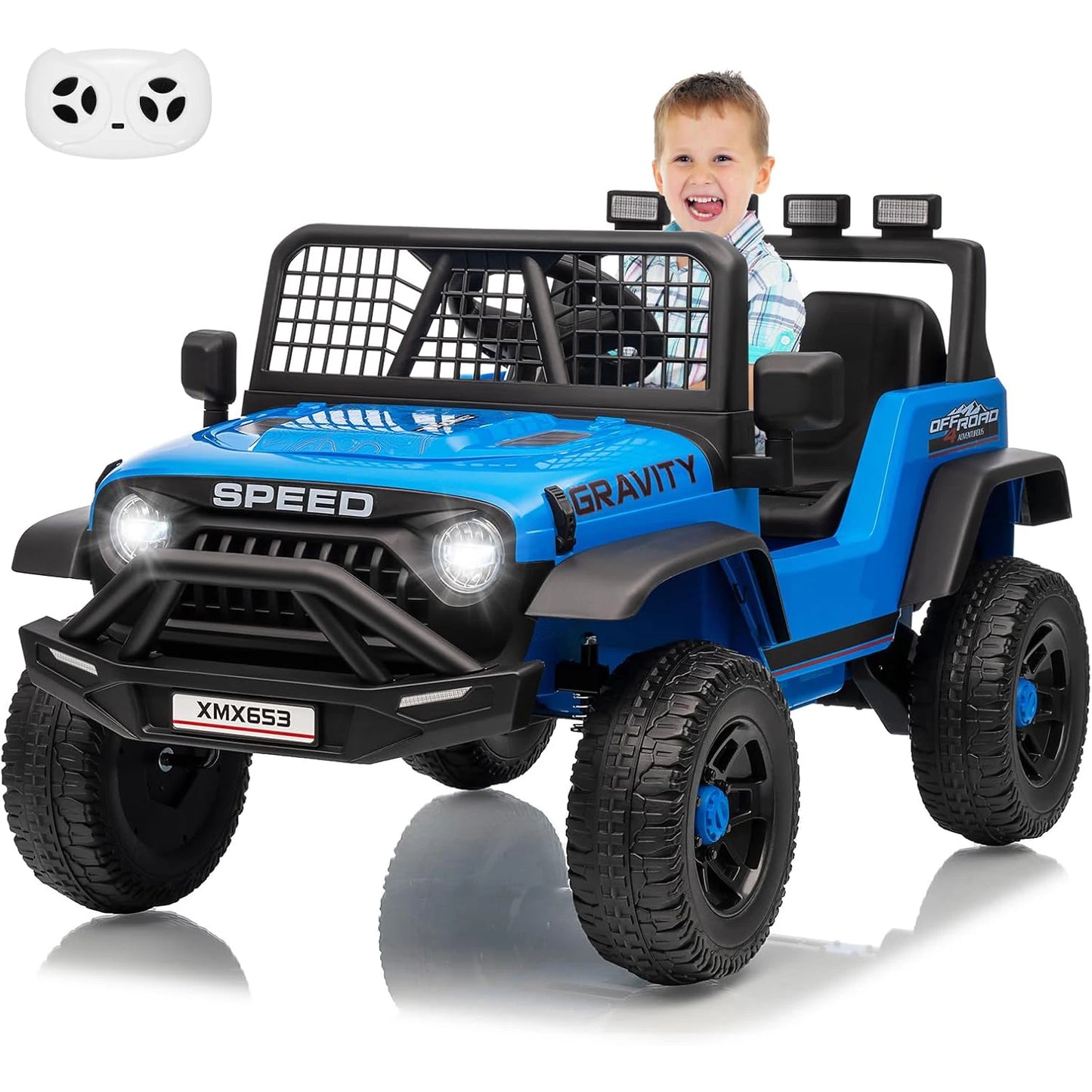 12V Ride-On Car for Kids with Remote Control – 3 Speeds, LED Lights, Music & Safety Belt Electric Vehicle for Ages 3–6