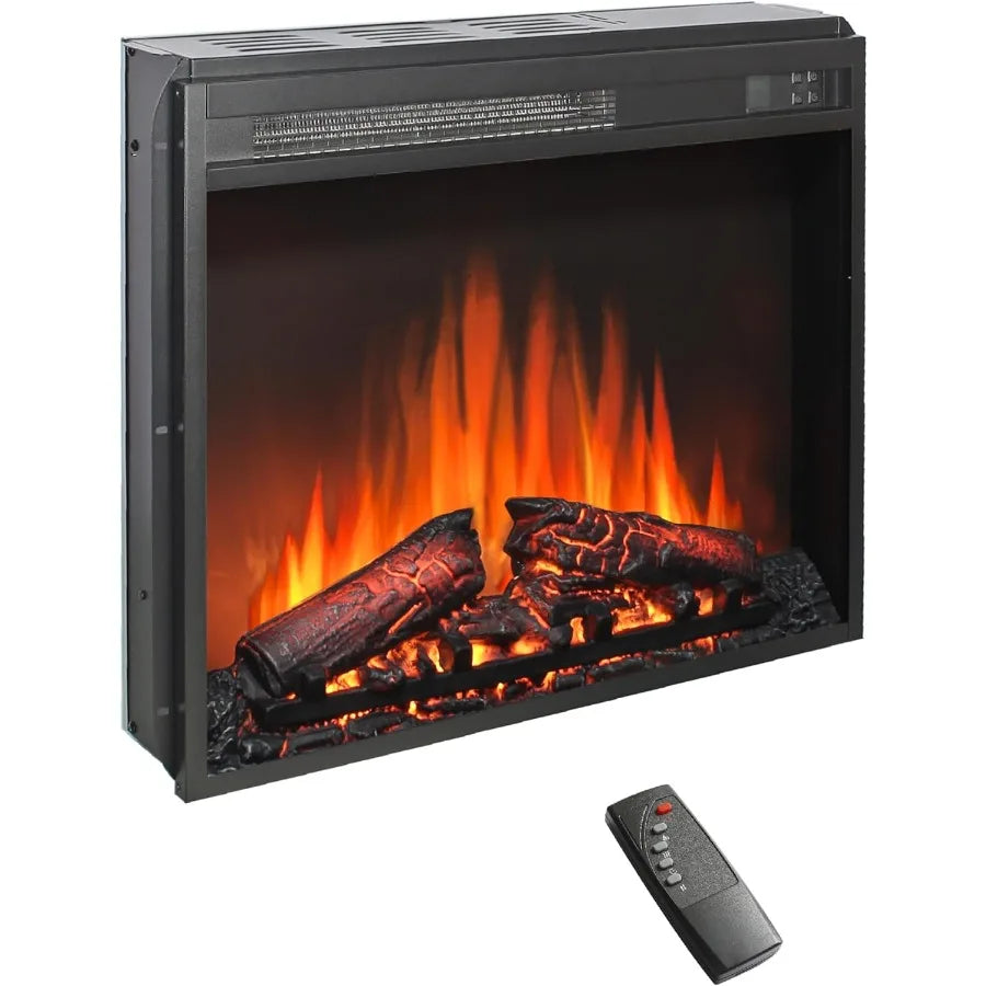 23" Electric Fireplace Insert – Remote Control – 5100 BTU Heater – Adjustable Flame – CSA/UL Certified – Black