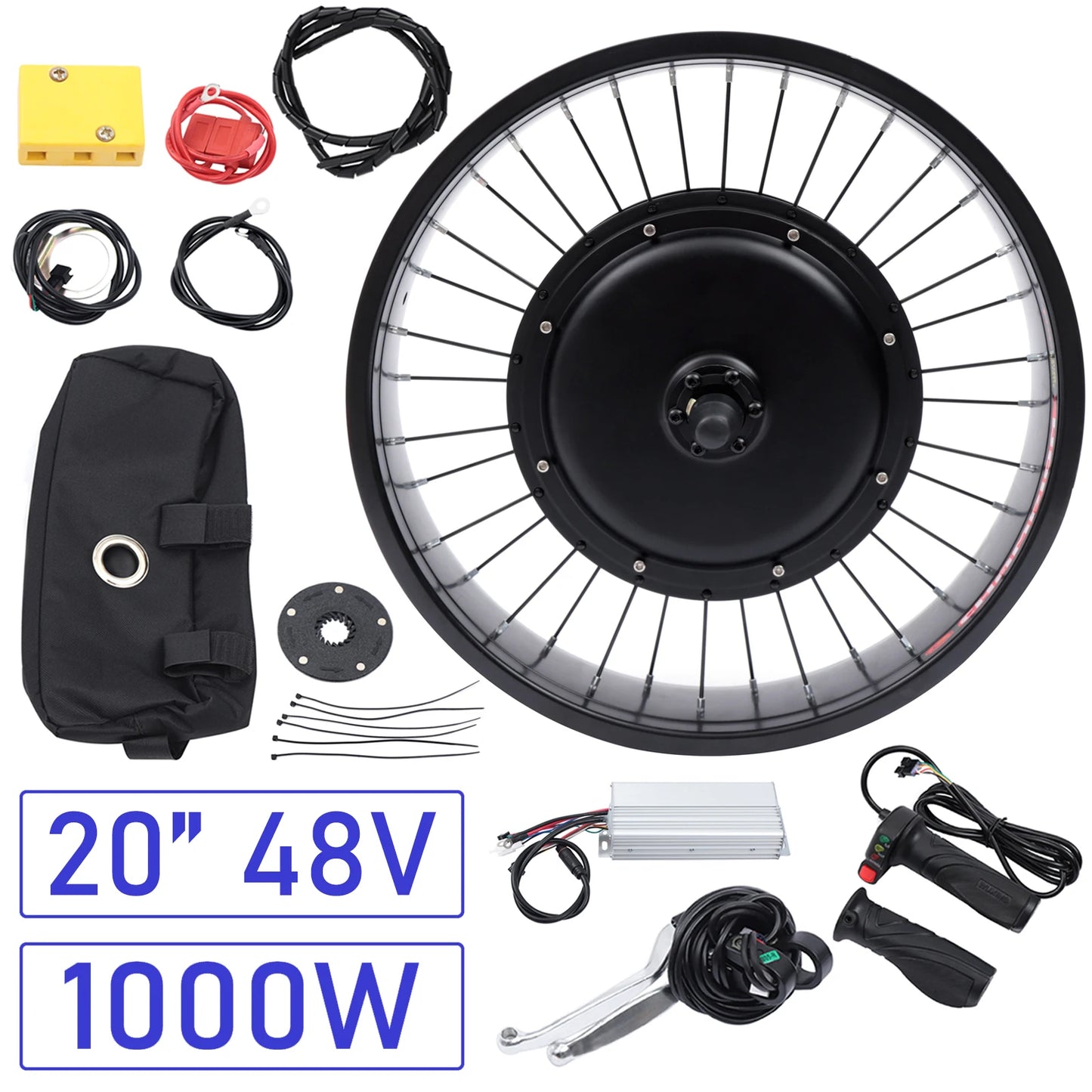 Electric Bicycle Conversion Kit 20" – 48V 1000W Front Wheel E-Bike Motor Kit