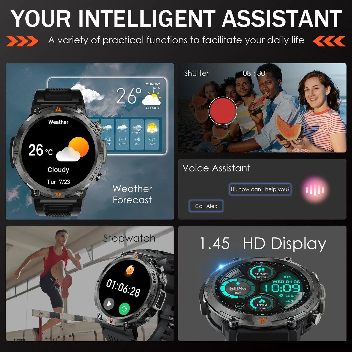 EIGIIS KE3 2025 Bluetooth Smartwatch for Men