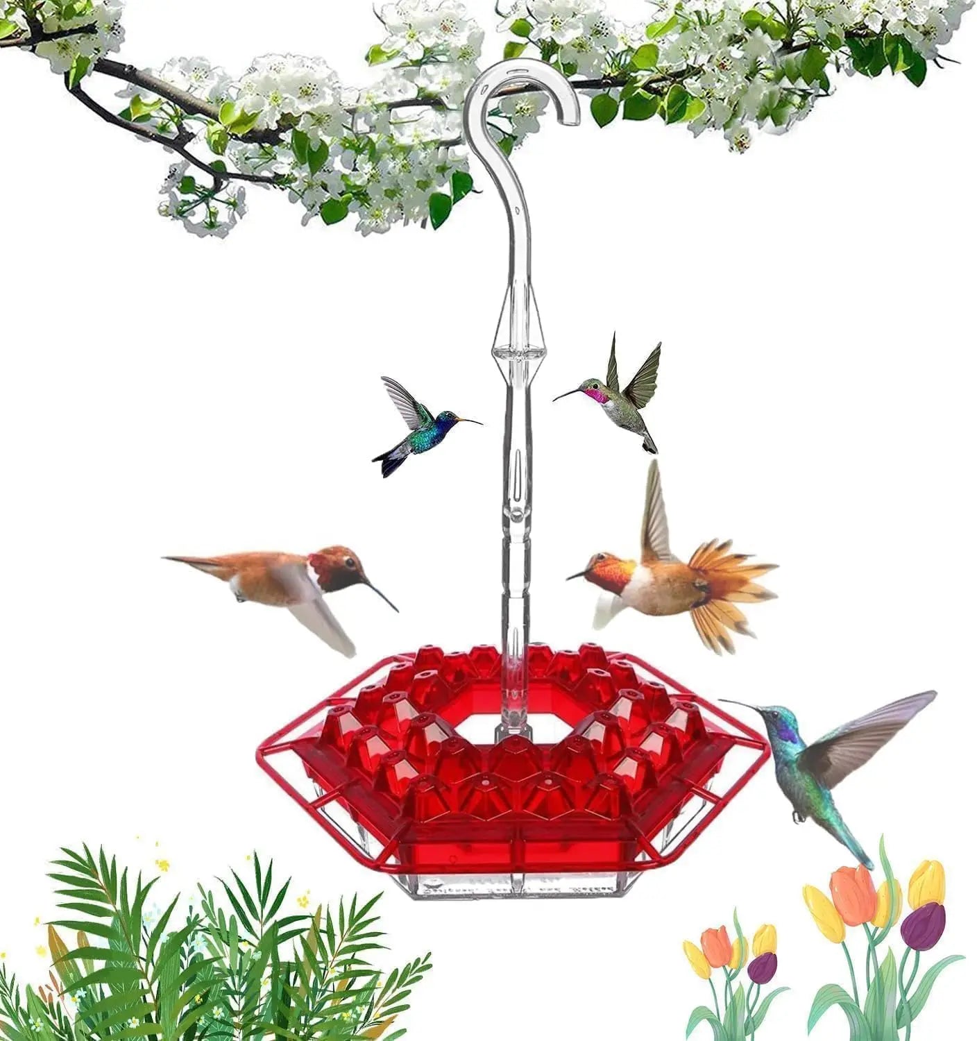 Hummingbird Feeder Outdoor Hanging Leak-Proof Nectar Feeder with 30 Feeding Ports